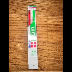 New Butler #308 End Tuft Tapered Toothbrush Translucent Red NOS